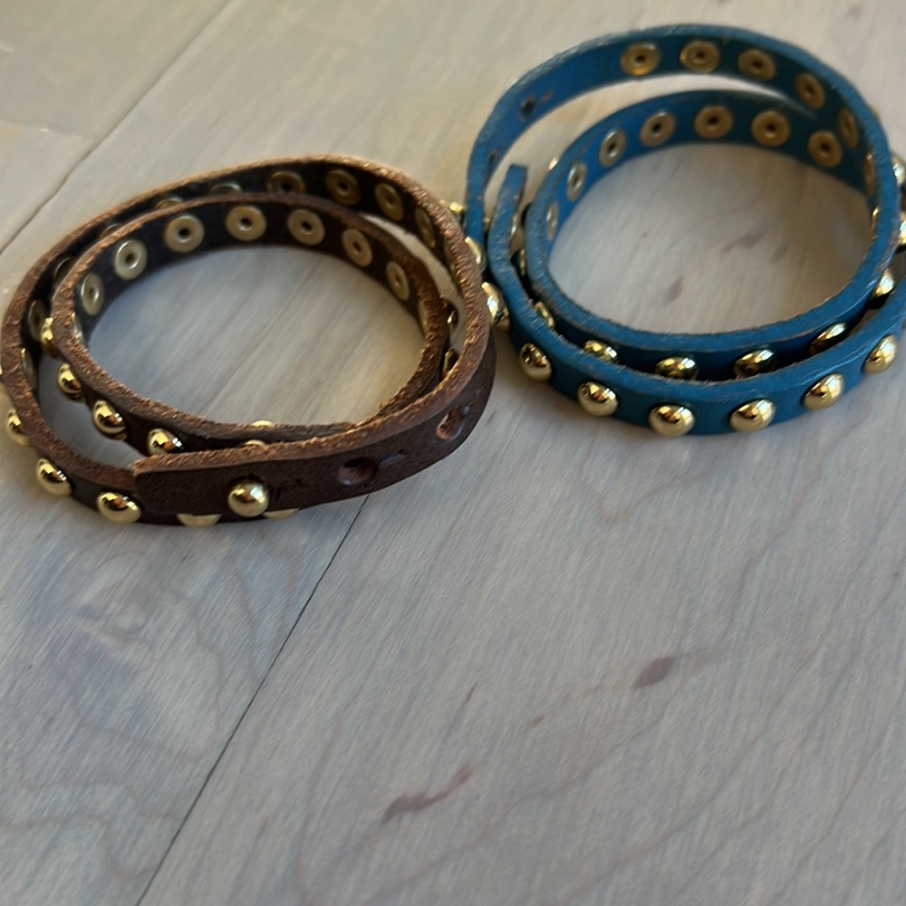 Stackable leather stud bracelets - Picture 4 of 4